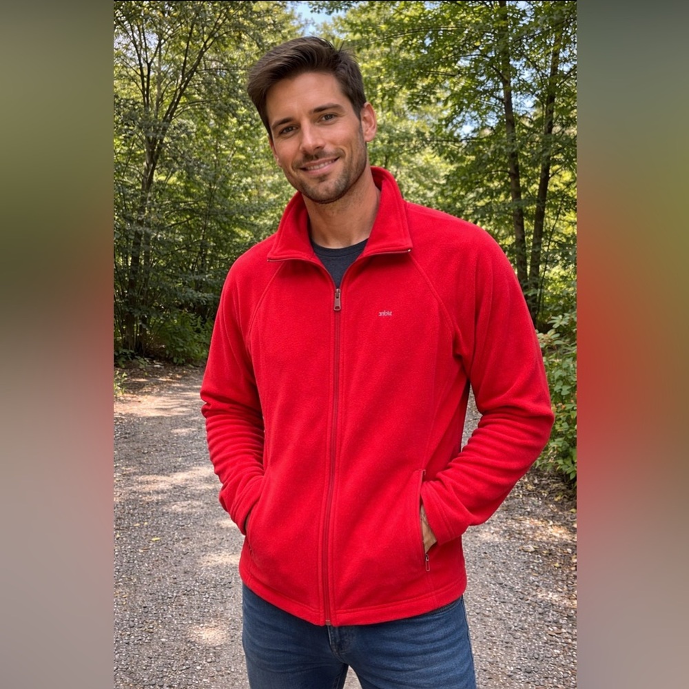 COLUMBIA Red Fleece Jacket L